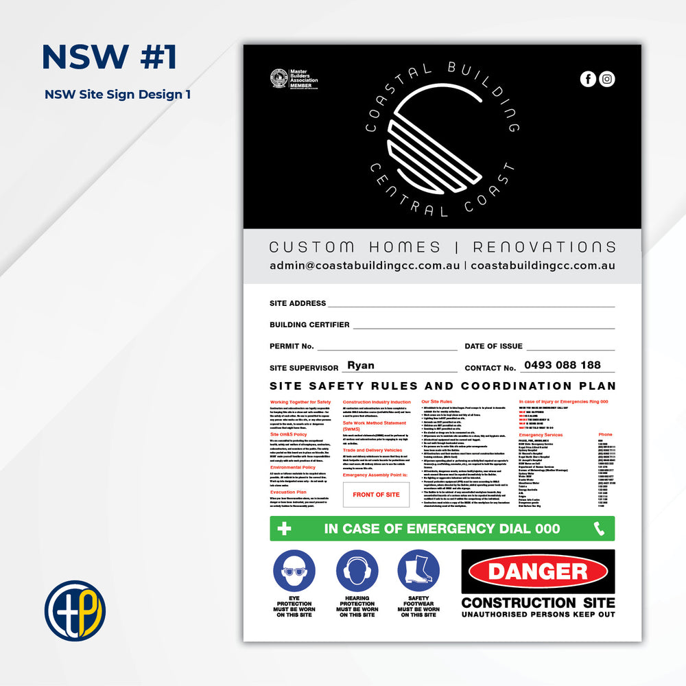 Large Site Safety Corflute Signs - 1200 x 800mm