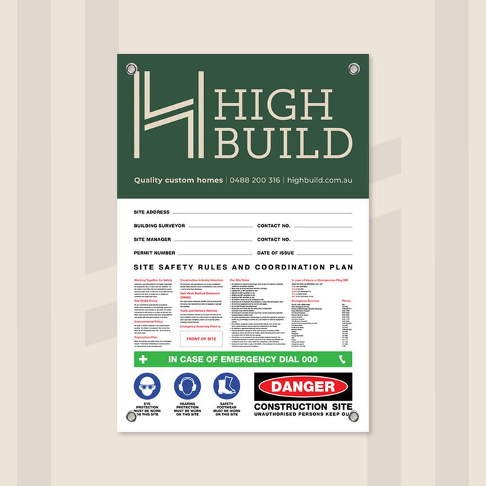 Site Safety Corflute Signs - 900 x 600mm - Tradie Packs