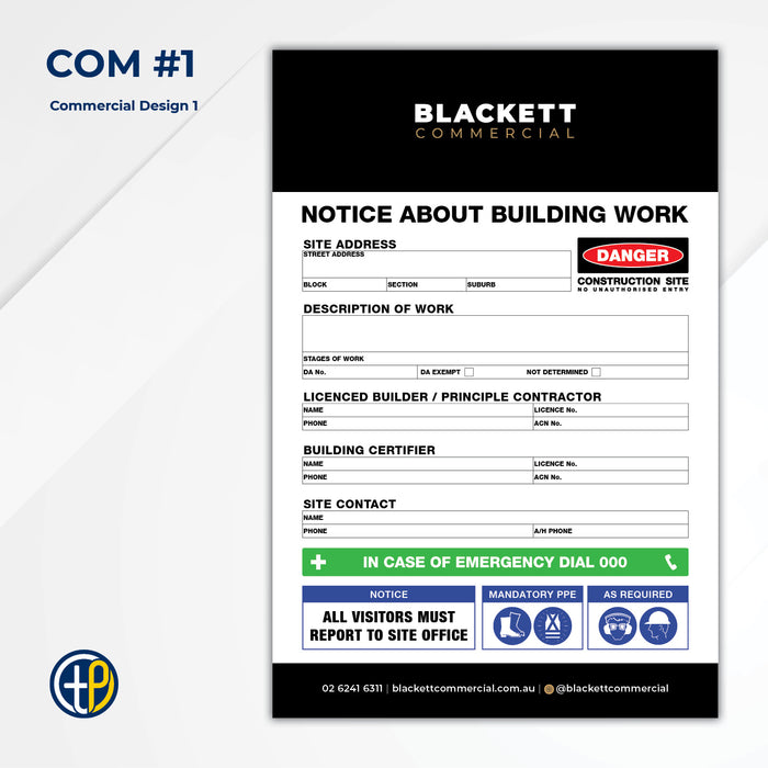 Medium Site Safety Corflute Signs - 900 x 600mm