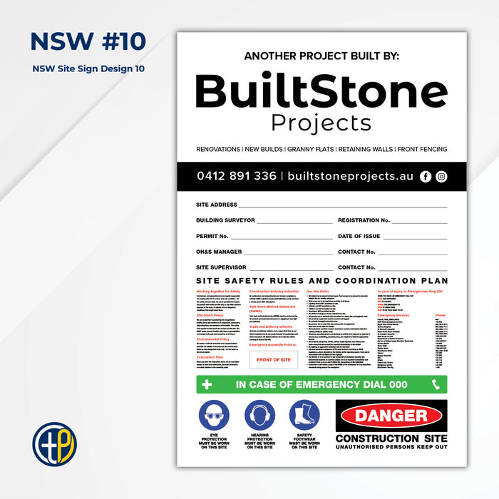 Medium Site Safety Corflute Signs - 900 x 600mm