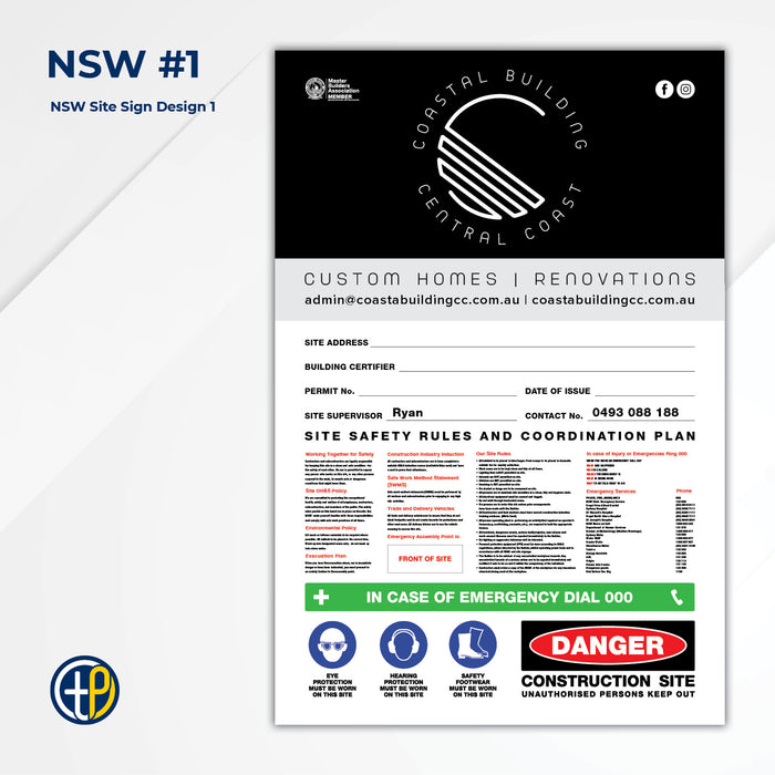 Medium Site Safety Corflute Signs - 900 x 600mm
