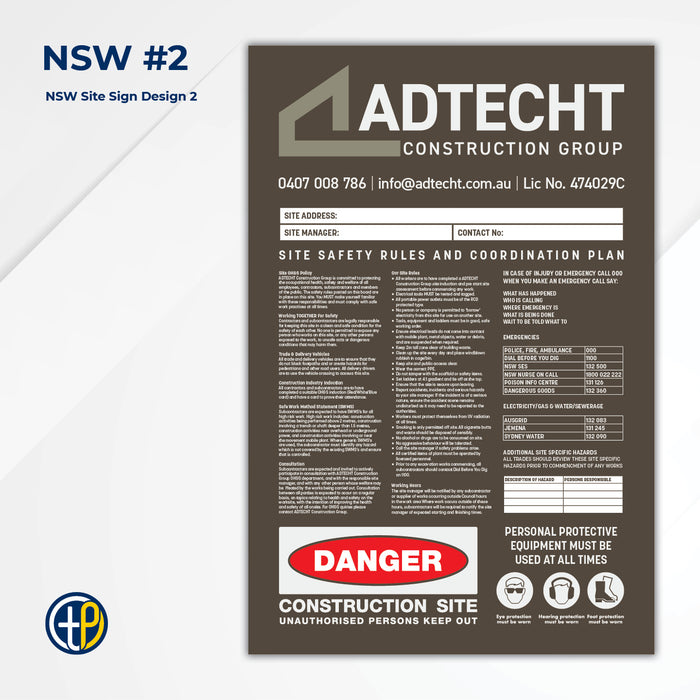 Medium Site Safety Corflute Signs - 900 x 600mm