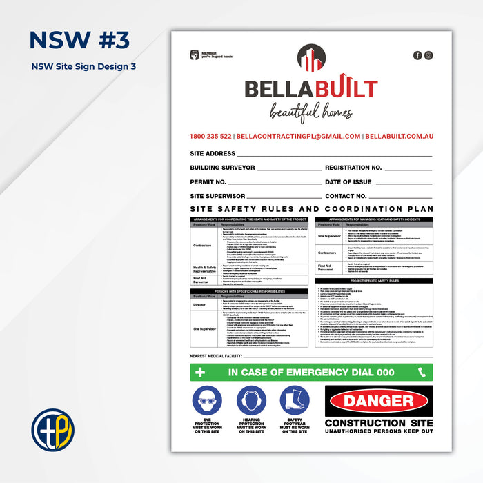 Medium Site Safety Corflute Signs - 900 x 600mm