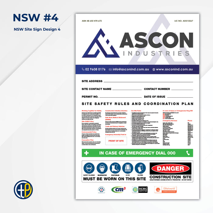 Medium Site Safety Corflute Signs - 900 x 600mm