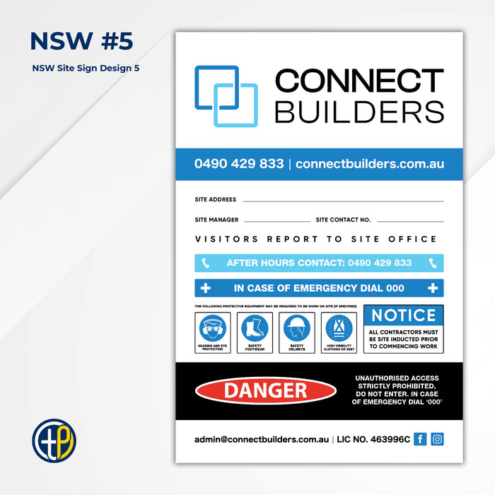 Medium Site Safety Corflute Signs - 900 x 600mm