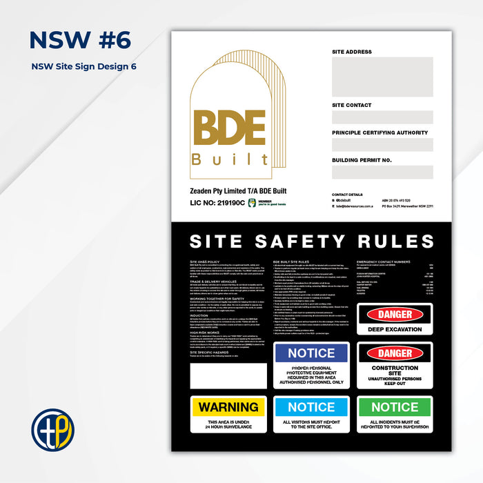 Medium Site Safety Corflute Signs - 900 x 600mm
