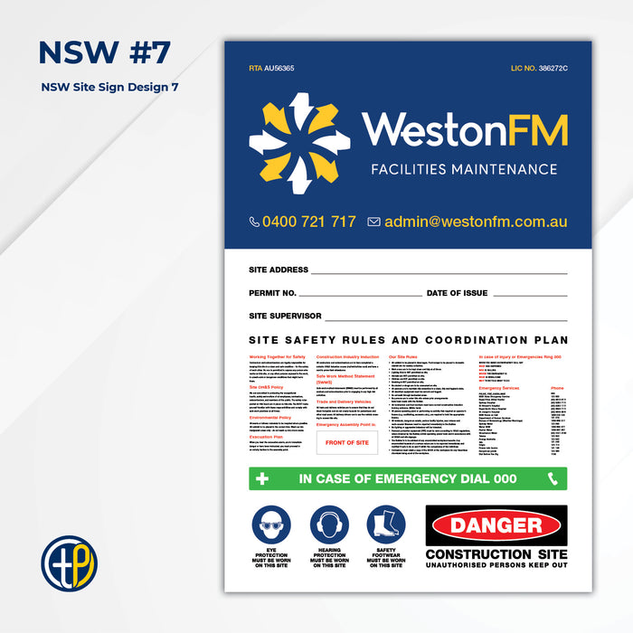 Medium Site Safety Corflute Signs - 900 x 600mm