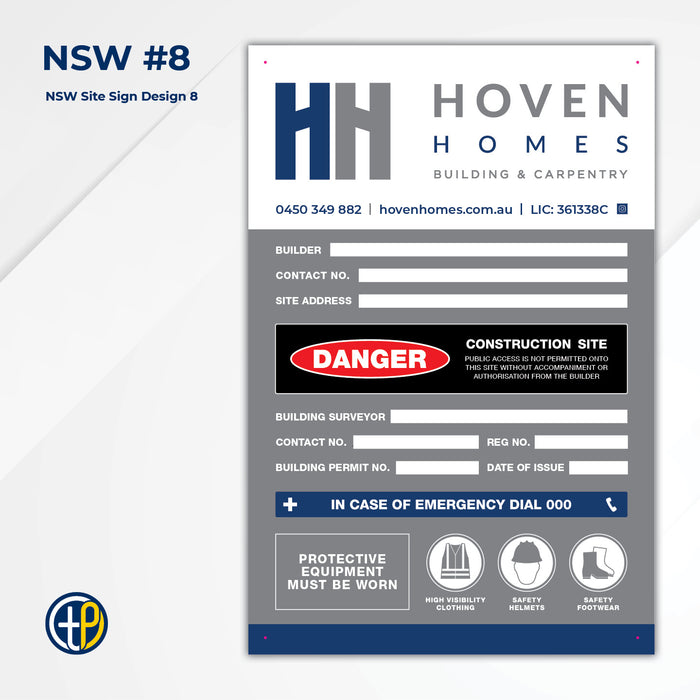 Medium Site Safety Corflute Signs - 900 x 600mm