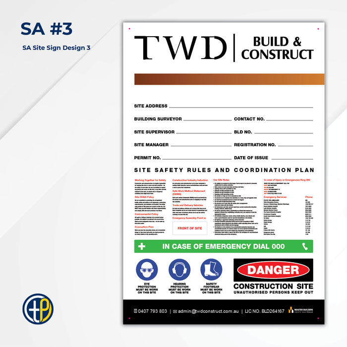 Medium Site Safety Corflute Signs - 900 x 600mm