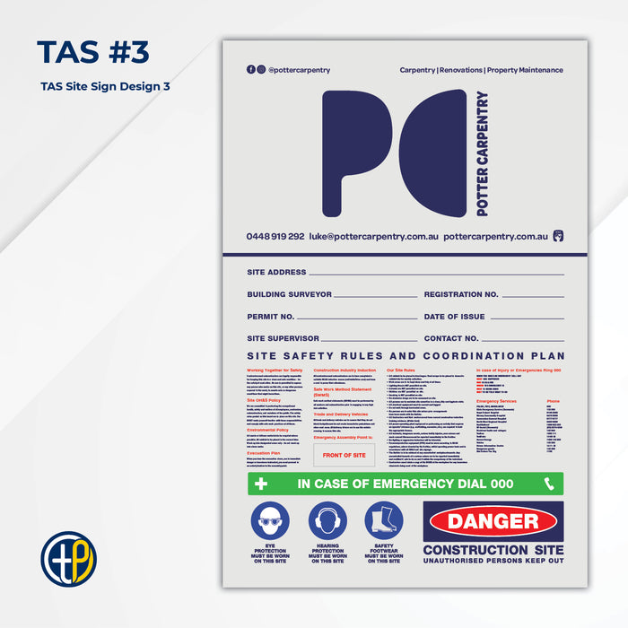 Medium Site Safety Corflute Signs - 900 x 600mm