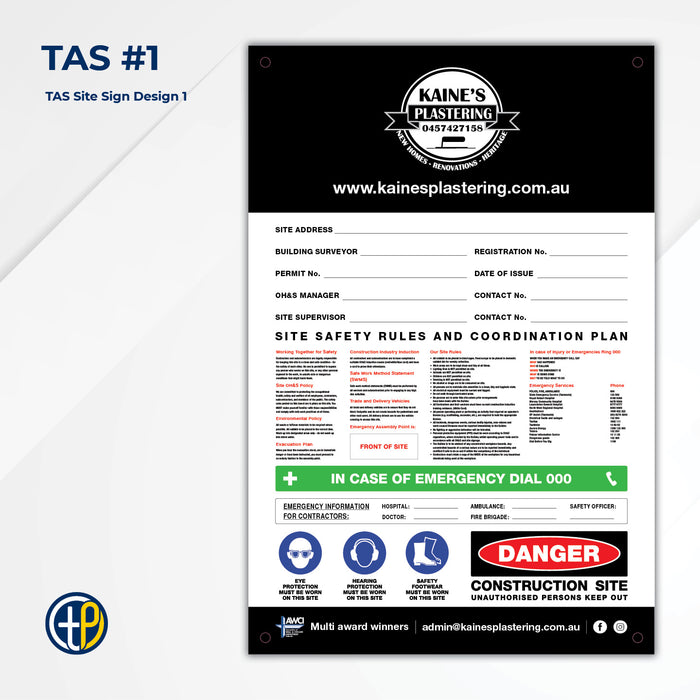 Medium Site Safety Corflute Signs - 900 x 600mm