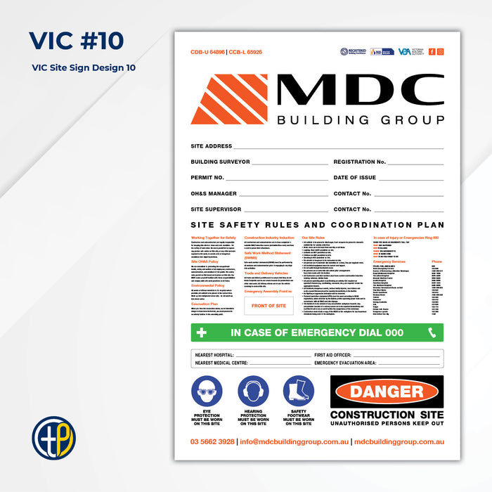 Medium Site Safety Corflute Signs - 900 x 600mm