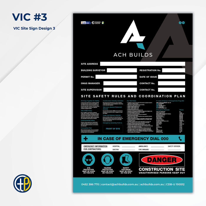Medium Site Safety Corflute Signs - 900 x 600mm