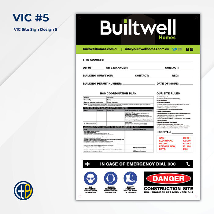 Medium Site Safety Corflute Signs - 900 x 600mm