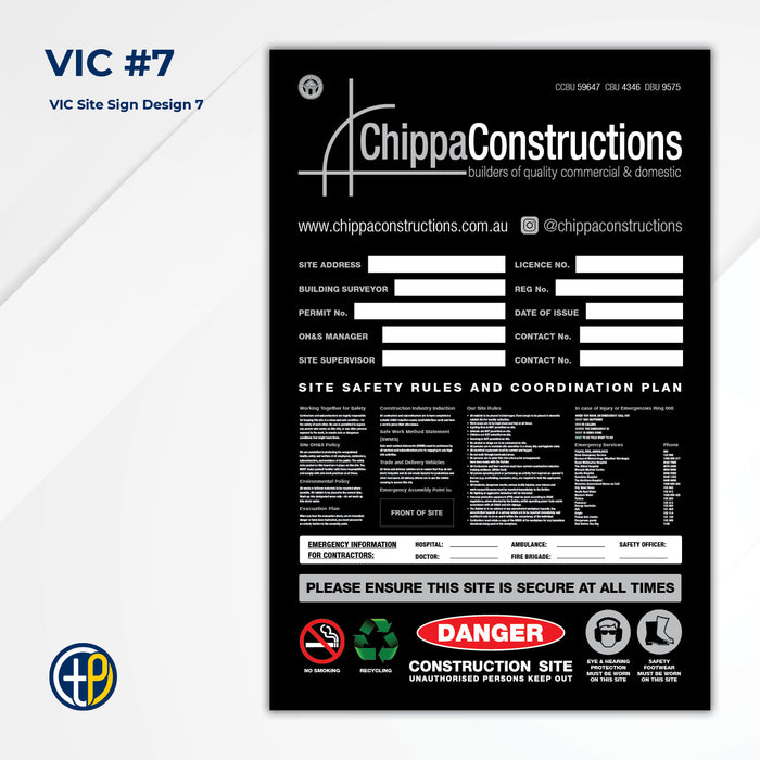 Medium Site Safety Corflute Signs - 900 x 600mm