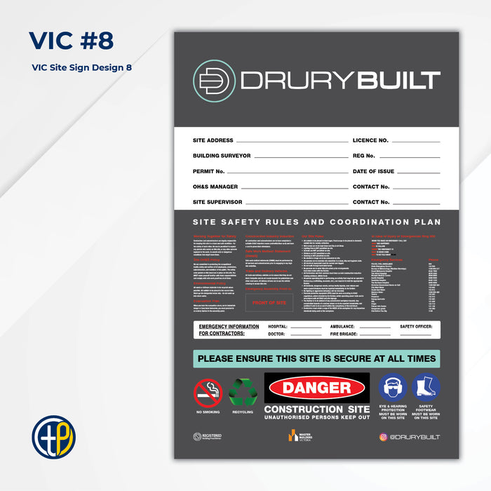 Medium Site Safety Corflute Signs - 900 x 600mm