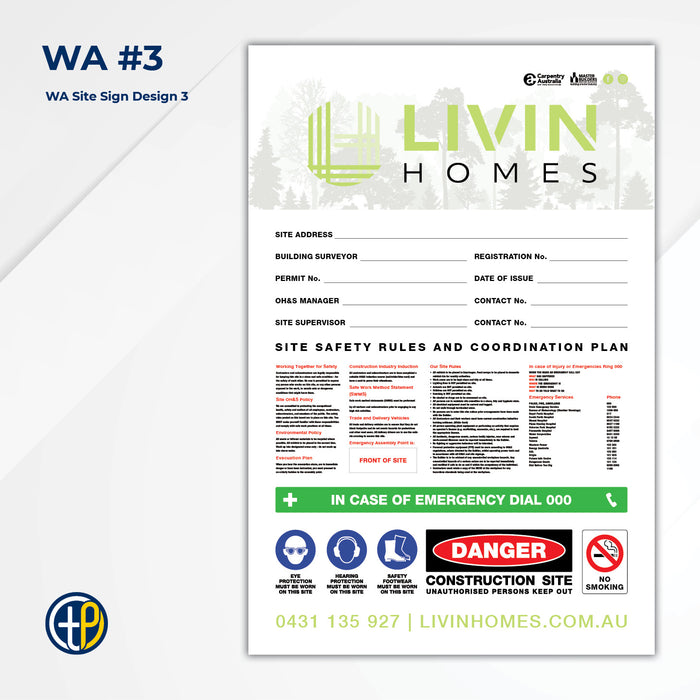 Medium Site Safety Corflute Signs - 900 x 600mm