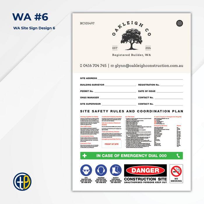 Medium Site Safety Corflute Signs - 900 x 600mm