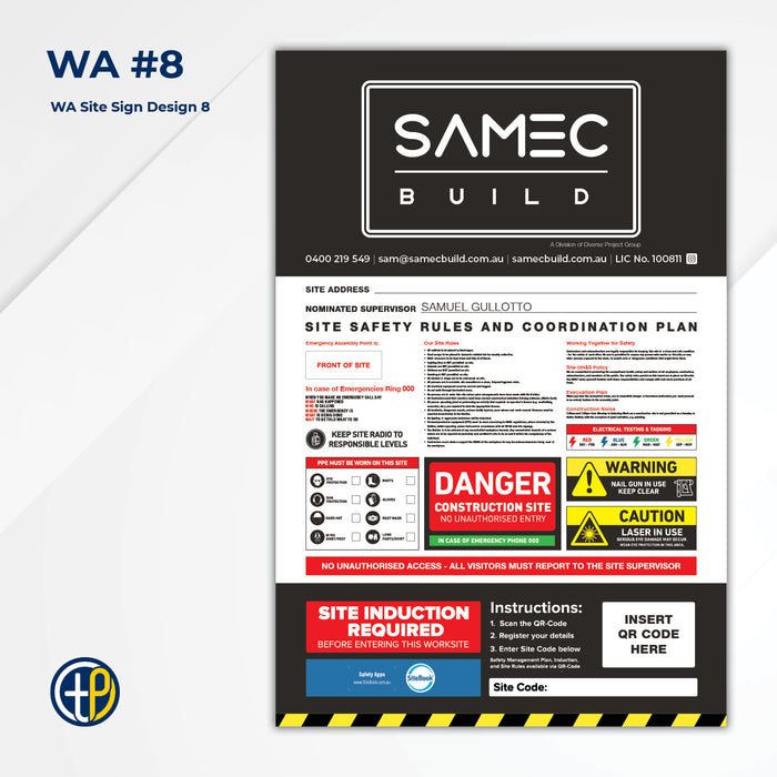 Medium Site Safety Corflute Signs - 900 x 600mm