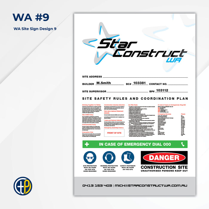 Medium Site Safety Corflute Signs - 900 x 600mm