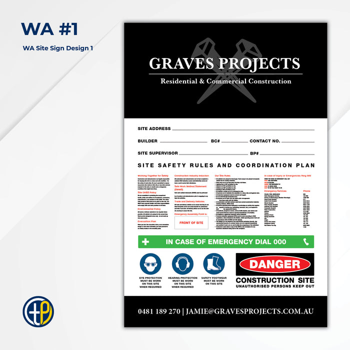 Medium Site Safety Corflute Signs - 900 x 600mm
