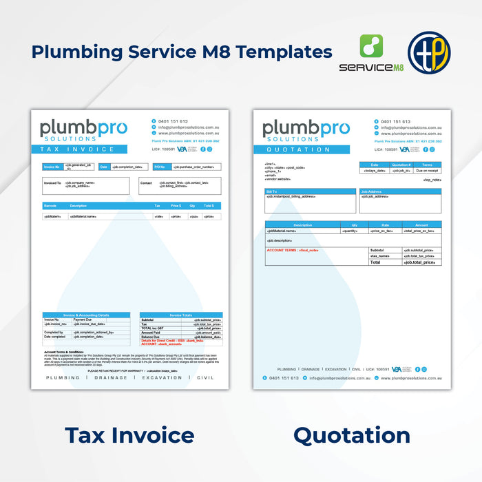 Service M8 Invoice and Quote Templates