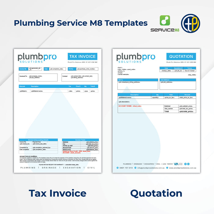 Service M8 Invoice and Quote Templates