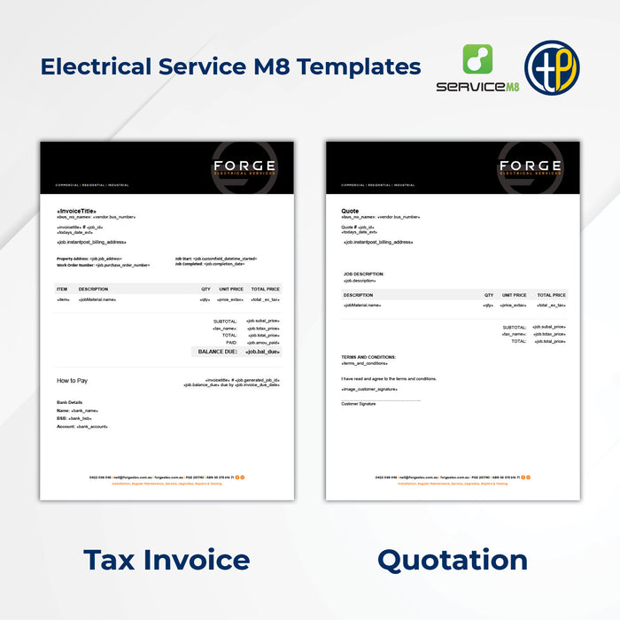 Service M8 Invoice and Quote Templates