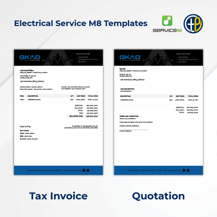 Service M8 Invoice and Quote Templates