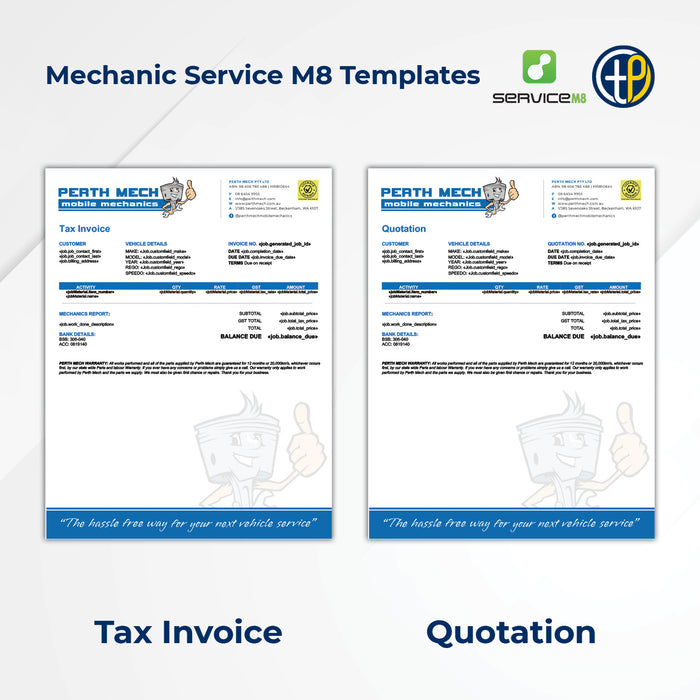 Service M8 Invoice and Quote Templates