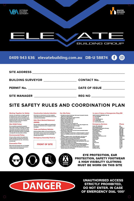 Large Site Safety Corflute Signs - 1200 x 800mm - Tradie Packs