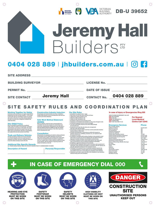 Large Site Safety Corflute Signs - 1200 x 800mm - Tradie Packs