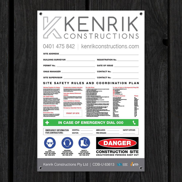 Large Site Safety Corflute Signs - 1200 x 800mm - Tradie Packs