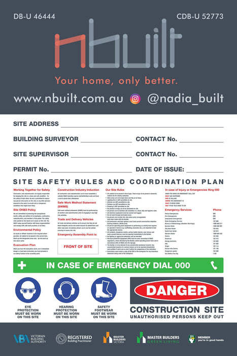 Large Site Safety Corflute Signs - 1200 x 800mm - Tradie Packs