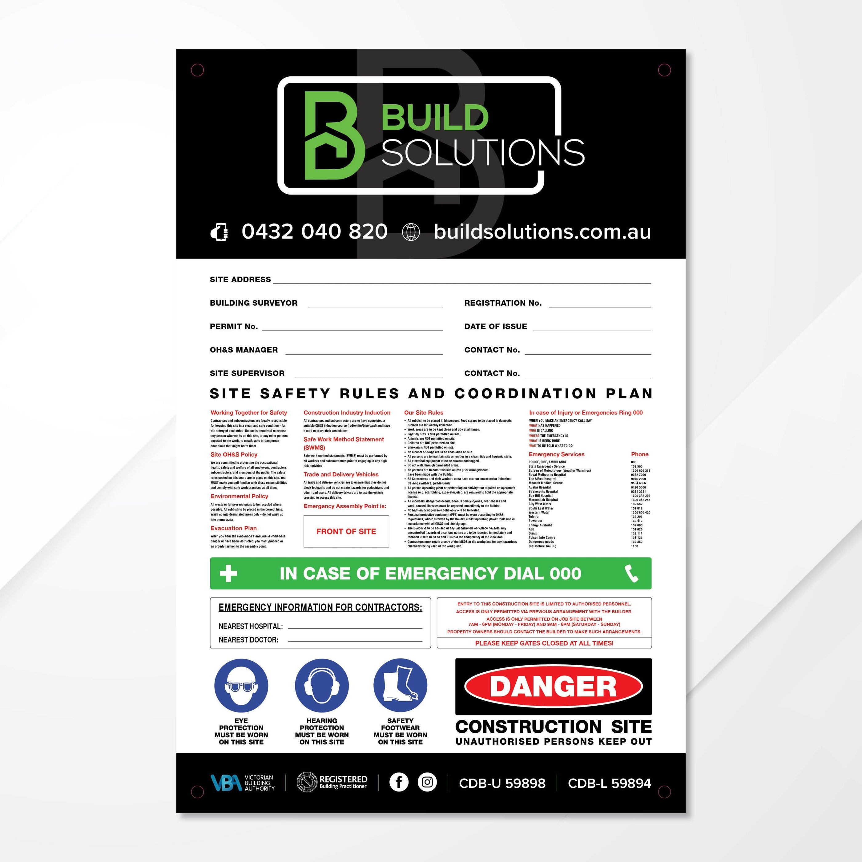 Site Safety Corflute Signs | Construction Site Signage | Building Site ...