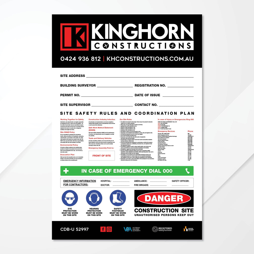 Builders Sign Example Construction Site Signage | Signage Construction Site Access — Tradie Packs