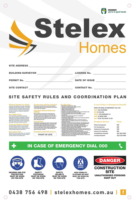 Site Safety Corflute Signs - 900 x 600mm - Tradie Packs